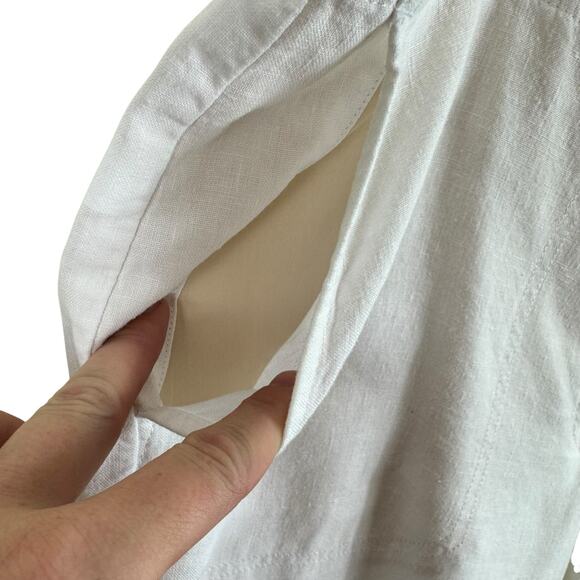 J. Jill Love Linen 100% Linen White Cropped Lightweight High Rise Pants Size L - Picture 3 of 7